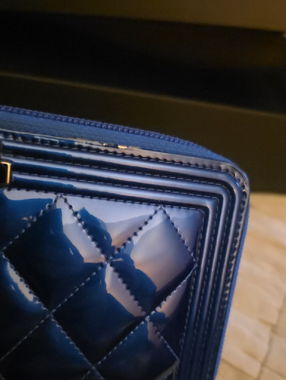 Chanel Boy Wallet/ In Cobalt Blue/ 100% Authentic - Picture 14 of 15
